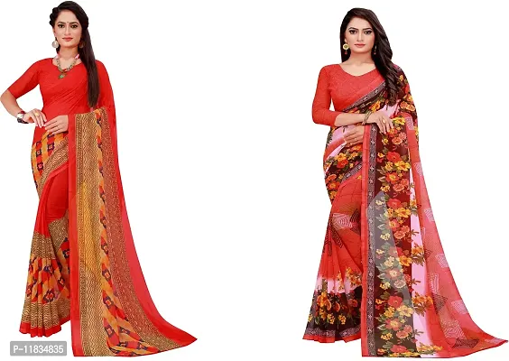 Beautiful Georgette Saree with Blouse Piece Pack Of 2-thumb0