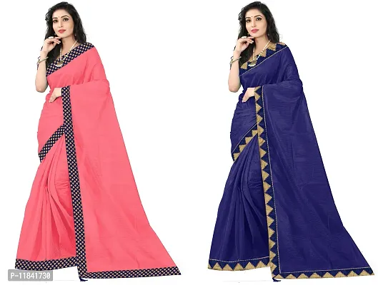 Beautiful Art Silk Saree With Blouse Piece Pack Of 2