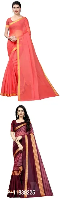 Beautiful Art Silk Saree With Blouse Piece Pack Of 2-thumb0