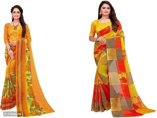 Beautiful Georgette Saree with Blouse Piece Pack Of 2