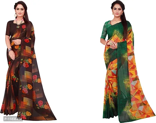 Beautiful Georgette Saree with Blouse Piece Pack Of 2-thumb0