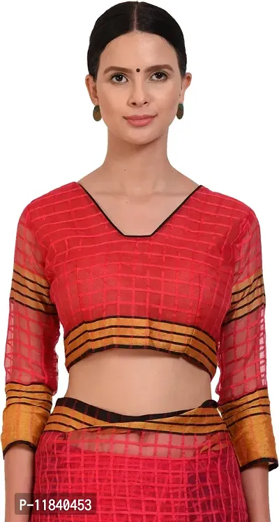 Beautiful Cotton Blend Saree with Blouse piece-thumb4