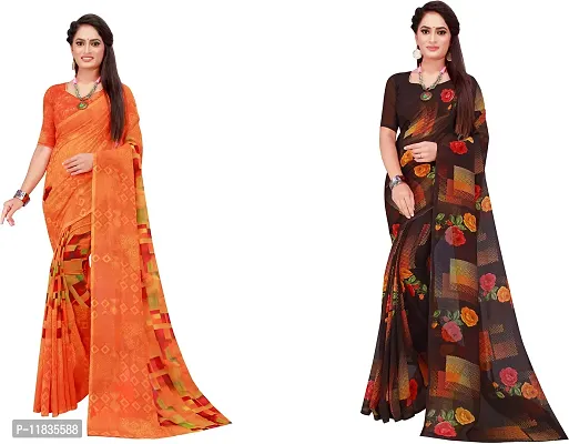 Beautiful Georgette Saree with Blouse Piece Pack Of 2-thumb0