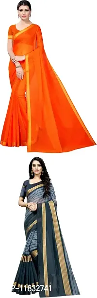 Beautiful Art Silk Saree with Blouse Piece Pack Of 2