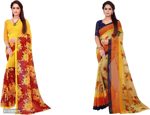 Beautiful Georgette Saree With Blouse Piece Pack Of 2