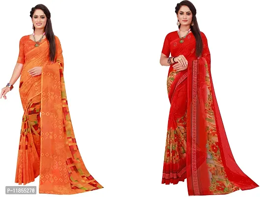 Beautiful Georgette Saree With Blouse Piece Pack Of 2