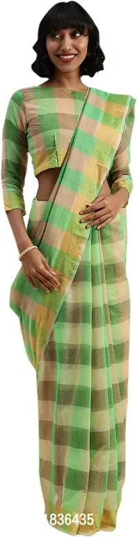 Beautiful Cotton Blend Saree with Blouse Piece-thumb0