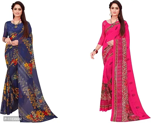 Beautiful Georgette Saree with Blouse Piece Pack Of 2-thumb0