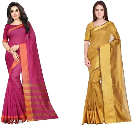 Beautiful Cotton Silk Saree With Blouse Piece Pack Of 2