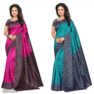 Beautiful Art Silk Saree with Blouse Piece Pack Of 2-thumb0