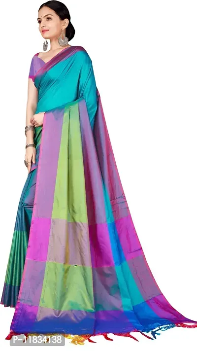 Beautiful Cotton Silk Saree with Blouse Piece-thumb2