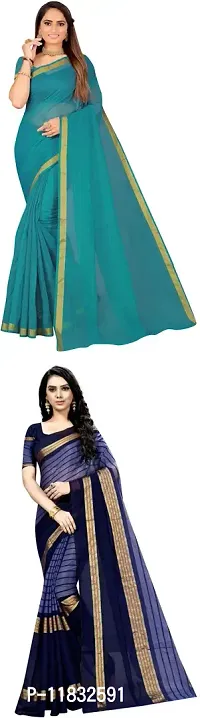 Beautiful Art Silk Saree with Blouse Piece Pack Of 2