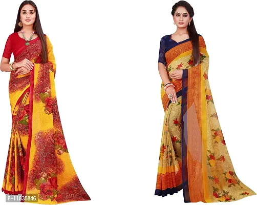 Beautiful Georgette Saree with Blouse Piece Pack Of 2-thumb0