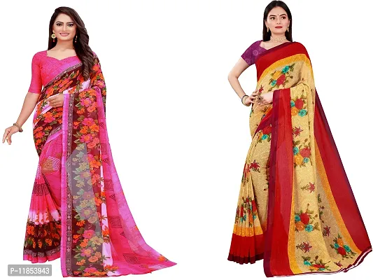 Beautiful Georgette Saree With Blouse Piece Pack Of 2