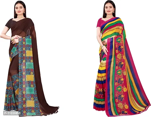 Beautiful Georgette Saree with Blouse Piece Pack Of 2-thumb0