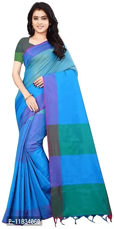 Beautiful Silk Blend Saree with Blouse Piece-thumb0