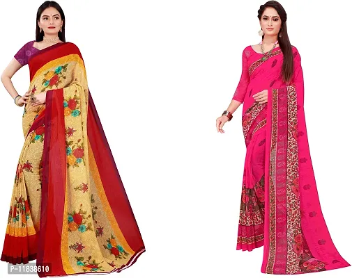 Beautiful Georgette Saree with Blouse Piece Pack Of 2