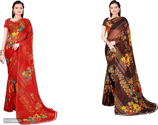 Beautiful Georgette Saree With Blouse Piece Pack Of 2