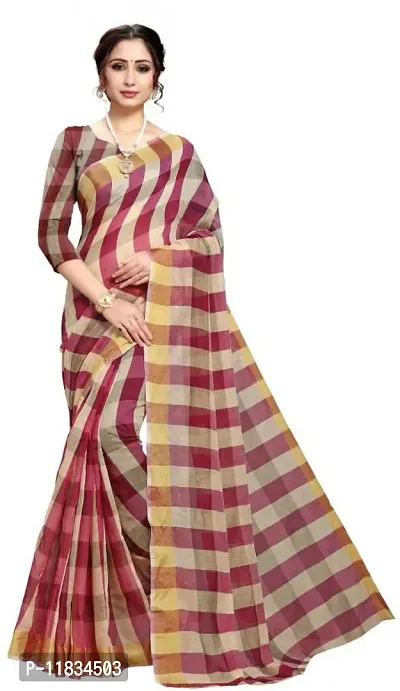 Beautiful Silk Blend Saree with Blouse Piece-thumb0