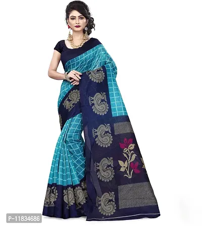 Beautiful Cotton Blend Saree with Blouse Piece-thumb0