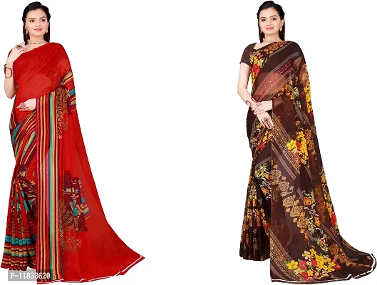 Beautiful Georgette Saree with Blouse Piece Pack Of 2-thumb0