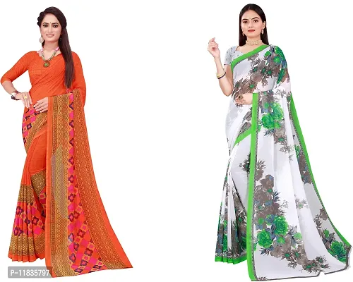 Beautiful Georgette Saree with Blouse Piece Pack Of 2-thumb0