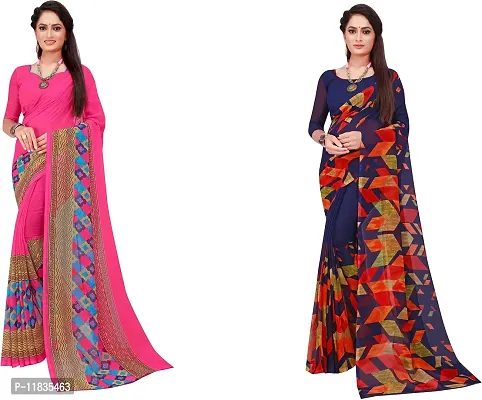 Beautiful Georgette Saree with Blouse Piece Pack Of 2-thumb0