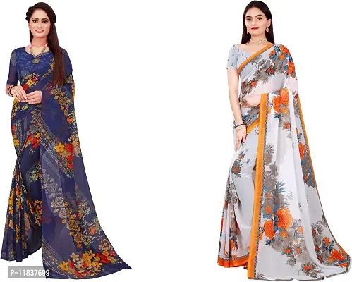 Beautiful Georgette Saree with Blouse Piece Pack Of 2-thumb0