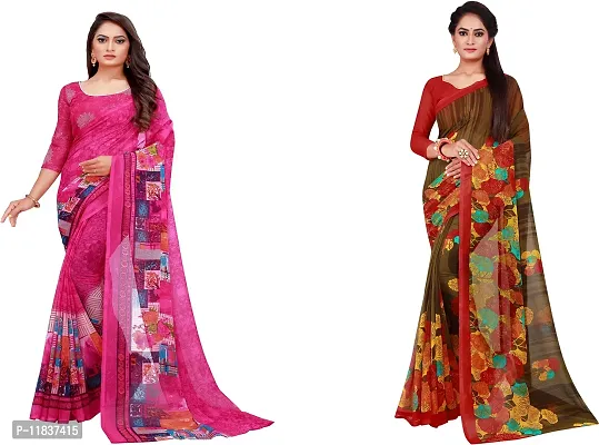 Beautiful Georgette Saree with Blouse Piece Pack Of 2