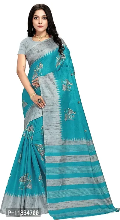 Beautiful Art Silk Saree with Blouse Piece-thumb0