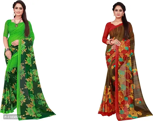 Beautiful Georgette Saree with Blouse Piece Pack Of 2-thumb0