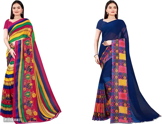 Beautiful Georgette Saree with Blouse Piece Pack Of 2-thumb0