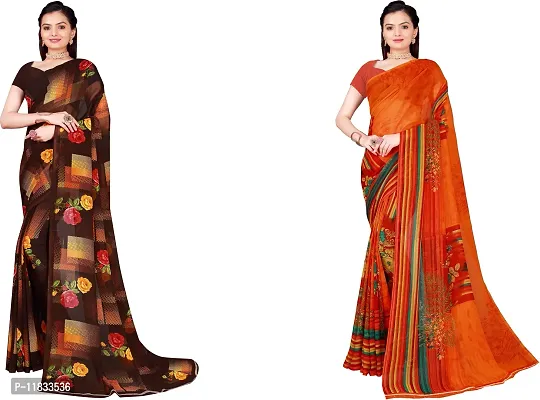 Beautiful Georgette Saree with Blouse Piece Pack Of 2-thumb0