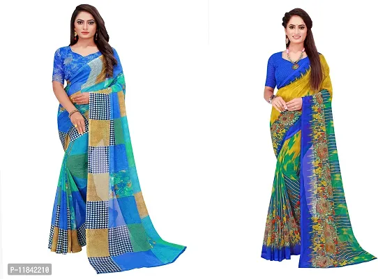 Beautiful Georgette Saree With Blouse Piece Pack Of 2