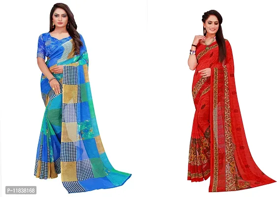 Beautiful Georgette Saree with Blouse Piece Pack Of 2