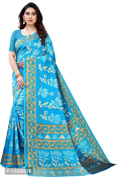 Beautiful Art Silk Saree with Blouse Piece-thumb0