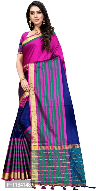 Beautiful Cotton Silk Saree with Blouse piece-thumb3