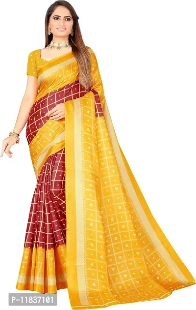 Beautiful Art Silk Saree with Blouse Piece-thumb0