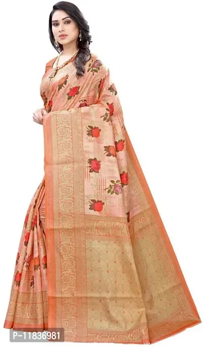 Beautiful Art Silk Saree with Blouse Piece-thumb2