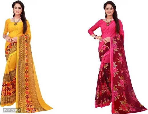 Beautiful Georgette Saree with Blouse Piece Pack Of 2-thumb0