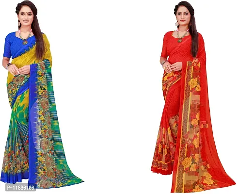 Beautiful Georgette Saree with Blouse Piece Pack Of 2-thumb0