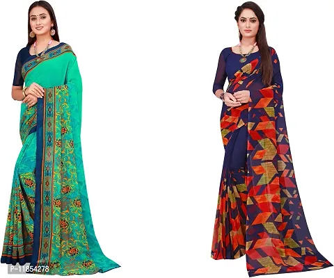 Beautiful Georgette Saree With Blouse Piece Pack Of 2-thumb0