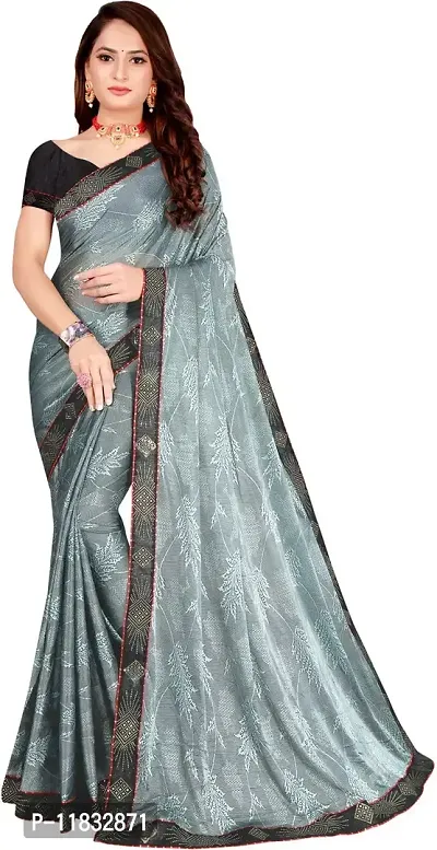 Beautiful Lycra Saree with Blouse Piece-thumb0