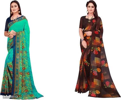 Beautiful Georgette Saree With Blouse Piece Pack Of 2-thumb0