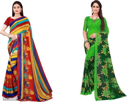 Beautiful Georgette Saree With Blouse Piece Pack Of 2