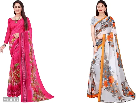 Beautiful Georgette Saree with Blouse Piece Pack Of 2-thumb0