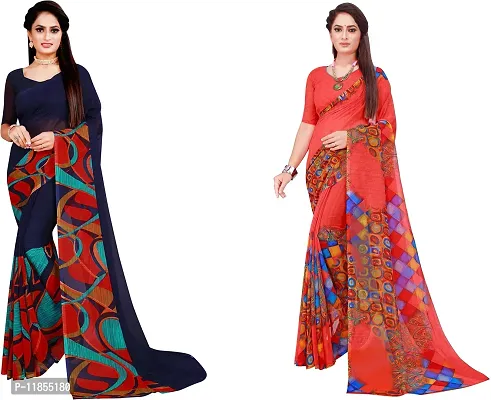 Beautiful Georgette Saree With Blouse Piece Pack Of 2