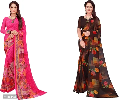 Beautiful Georgette Saree with Blouse Piece Pack Of 2