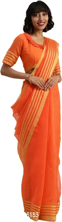 Beautiful Cotton Blend Saree with Blouse Piece-thumb0