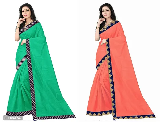 Beautiful Art Silk Saree With Blouse Piece Pack Of 2